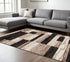 12' Black Brown And Beige Patchwork Runner Rug